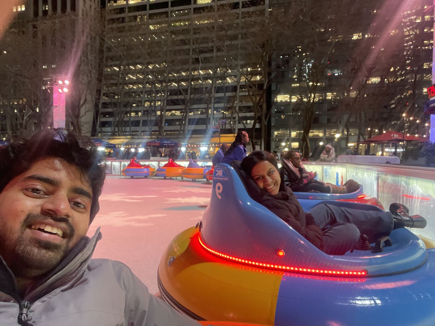 Winter bumper cars at Bryant Park
